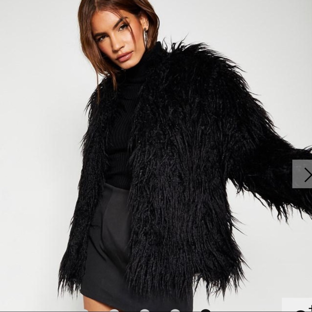 Missguided shaggy fur coat